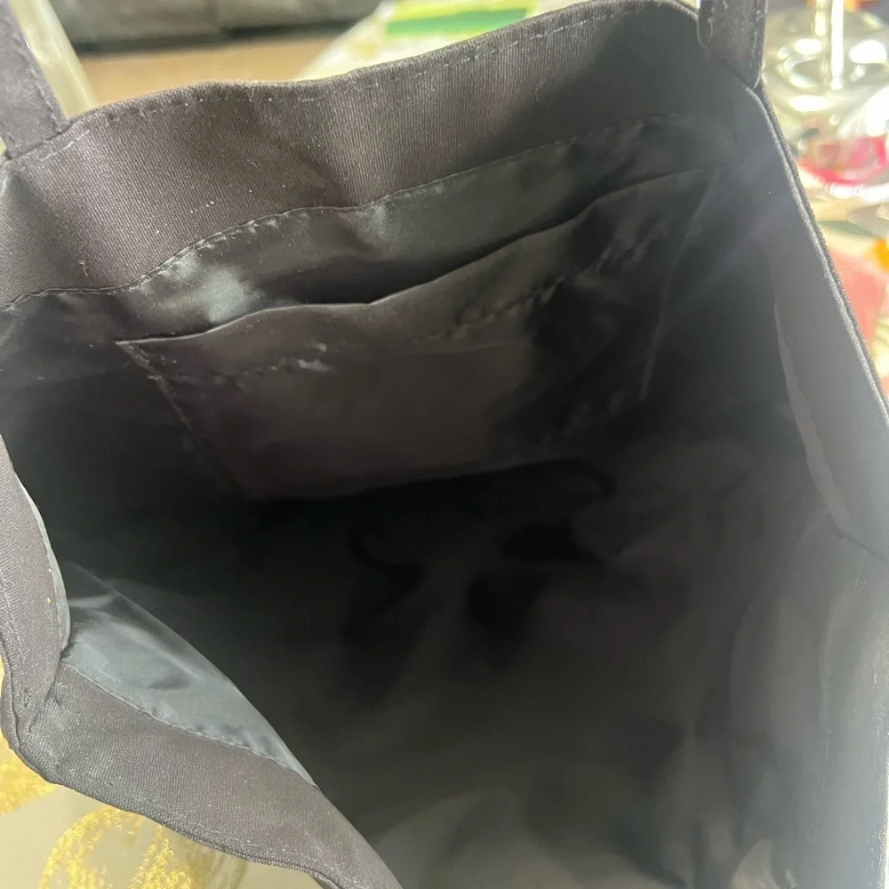 Victoria's Secret Black Tote with Silver Glitter Accent